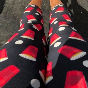 Beer Pong Custom Capri Leggings in OS & Curvy